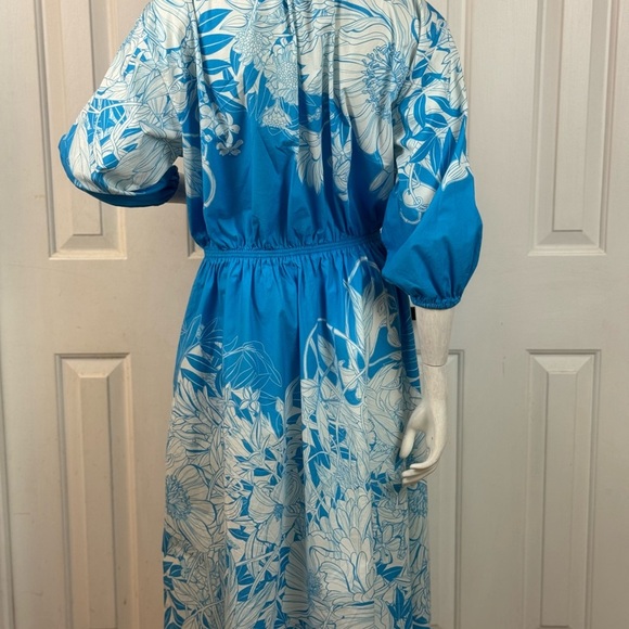 MARY KATRANTZOU Blue and White Floral Midi Dress - Picture 8 of 16